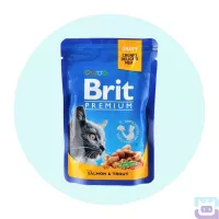 Вологий корм Brit Premium лосось та форель для кішок, 100 г