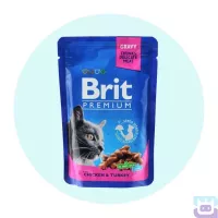 Вологий корм Brit Premium курка та індичка для дорослих кішок, 100 г