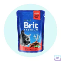 Вологий корм Brit Premium Рагу з яловичини з горошком для кішок, 100 г