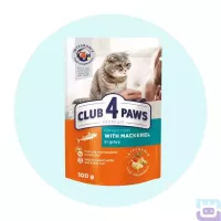 Вологий корм для котів з макреллю в соусі 100 г Club 4 Paws with Mackerel 