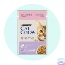 Вологий корм для котів з чутливим травленням Cat Chow Sensitive 85 г (лосось та цукіні)