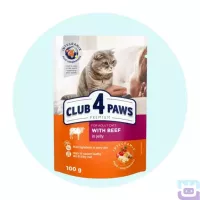 Вологий корм для котів з яловичиною в желе 100 г Club 4 Paws with Beef