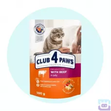 Вологий корм для котів з яловичиною в желе 100 г Club 4 Paws with Beef