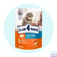 Вологий корм для котів з ягням в соусі 100 г Club 4 Paws with Lamb