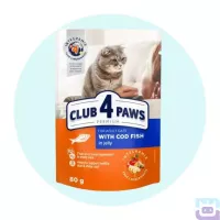 Вологий корм для котів з тріскою в желе 80 г Club 4 Paws with Cod Fish