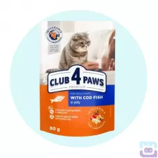 Вологий корм для котів з тріскою в желе 80 г Club 4 Paws with Cod Fish