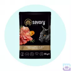 Вологий корм Savory для стерилізованих котів, індичка з морквою, 85 г (20109)