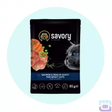 Вологий корм Savory для котів, лосось з горошком, 85 г (20116)