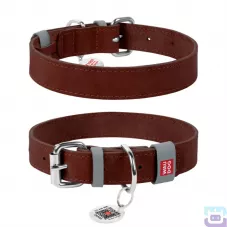 Нашийник для собак шкіряний Collar Waudog Classic з QR паспортом S:27-36/1,5 см коричневий (02076)
