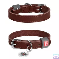 Нашийник для собак шкіряний Collar Waudog Classic з QR паспортом XS:21-29/1.2 см коричневий (02026)