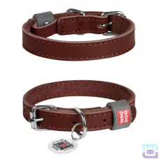 Нашийник для собак шкіряний Collar Waudog Classic з QR паспортом XS:21-29/1.2 см коричневий (02026)