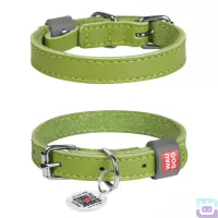 Нашийник для собак шкіряний Collar Waudog Classic з QR паспортом XXS:19-25/1.2 см салатовий (02015)
