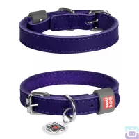 Нашийник для собак шкіряний Collar Waudog Classic з QR паспортом XS:21-29/1.2 см фіолетовий (02029)