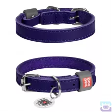 Нашийник для собак шкіряний Collar Waudog Classic з QR паспортом XS:21-29/1.2 см фіолетовий (02029)