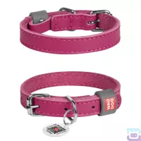 Нашийник для собак шкіряний Collar Waudog Classic з QR паспортом XXS:19-25/1.2 см рожевий (02017)
