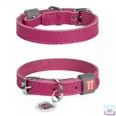 Нашийник для собак шкіряний Collar Waudog Classic з QR паспортом XXS:19-25/1.2 см рожевий (02017)