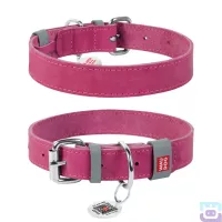 Нашийник для собак шкіряний Collar Waudog Classic з QR паспортом S:27-36/1,5 см рожевий (02077)