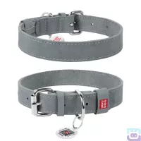 Нашийник для собак шкіряний Collar Waudog Classic з QR паспортом S:27-36/1,5 см сірий (020711)