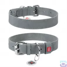 Нашийник для собак шкіряний Collar Waudog Classic з QR паспортом S:27-36/1,5 см сірий (020711)