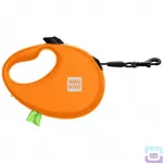 Повідець-рулетка WAUDOG R-leash з контейнером для пакетів і зі світловідбиваючою стрічкою, розмір М, 5 м/20 кг, помаранчева (2628)