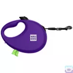 Повідець-рулетка WAUDOG R-leash з контейнером для пакетів і зі світловідбиваючою стрічкою, розмір S, 3 м/12 кг, фіолетова (2627)