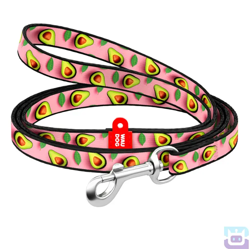 Повідець для собак Collar WAUDOG Nylon «Авокадо на рожевому» розмір XS 122 см/1 см (369-4051)
