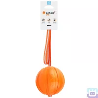 Іграшка для собак Liker Cord М'ячик з мотузкою 9 см, помаранчева (6288)