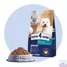 Корм сухий для дрібних собак з ягням та рисом 14 кг Club 4 Paws Adult Small Breeds 