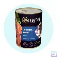 Вологий корм для цуценят Savory з куркою та кроликом, 400 г