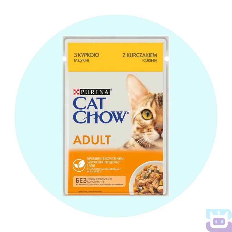 Вологий корм для котів Cat Chow Adult 85 г (курка та цукіні)