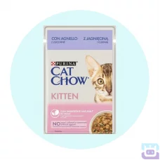 Вологий корм для кошенят Cat Chow Kitten pouch 85 г (ягня та цукіні)