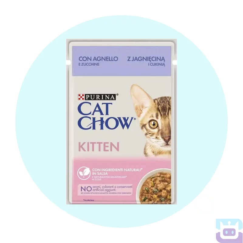 Вологий корм для кошенят Cat Chow Kitten pouch 85 г (ягня та цукіні)