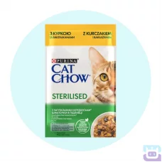 Вологий корм для стерилізованих котів Cat Chow Adult 85 г (курка і баклажани)