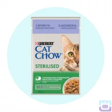 Вологий корм для стерилізованих котів Cat Chow Adult 85 г (ягня та квасоля)