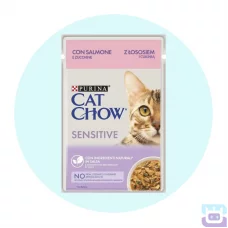 Вологий корм для котів Cat Chow Sensetive Adult pouch 85 г (лосось та кабачок)