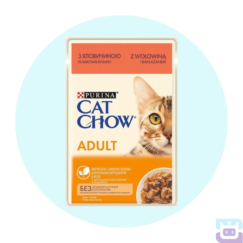Вологий корм для котів Cat Chow Adult 85 г (яловичина та баклажани)